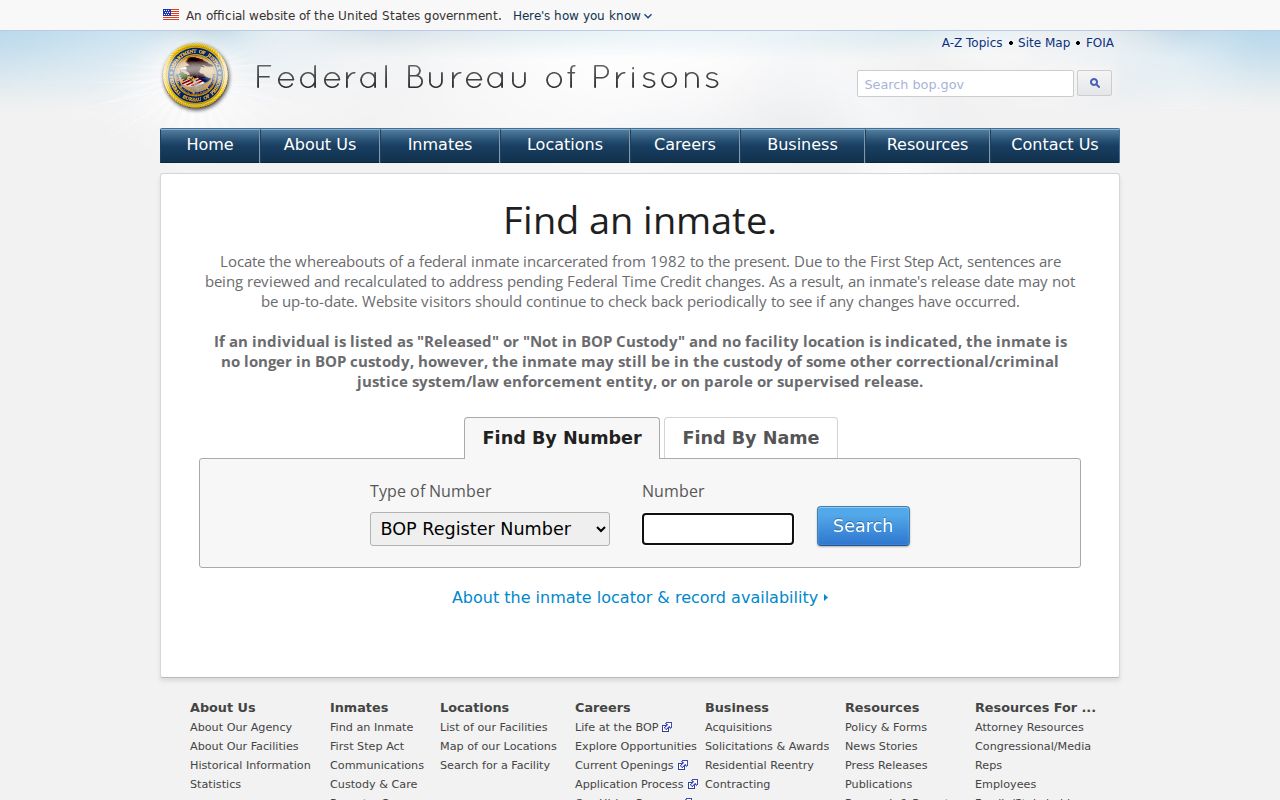 New London County criminal records federal inmate locator